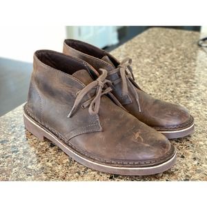 Clarks Collection Women's Bushacre Brown Leather Lace Up Chukka Boots Size 7